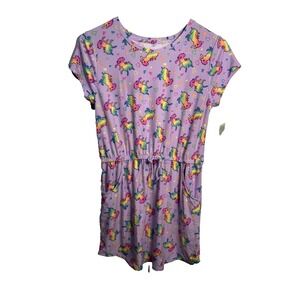 extremely‎ me girls purple unicorn short sleeve shirt dress size 14